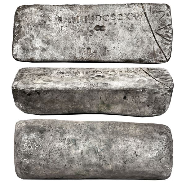 Large silver bar #792 made in Potosi, 81 lb 2.08 oz troy, 2300/2400 fine (95.83%), Class Factor 0.8,