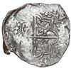 Image 2 : Potosi, Bolivia, cob 8 reales, Philip III, assayer R (curved leg), Grade 1.