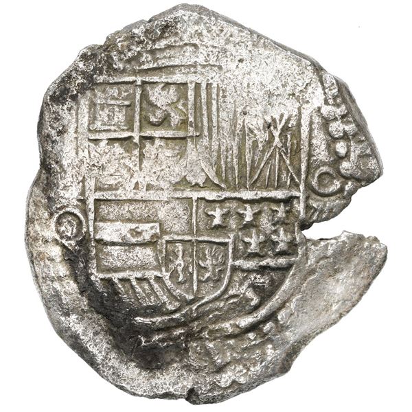 Potosi, Bolivia, cob 8 reales, Philip III, assayer Q, Grade 1.