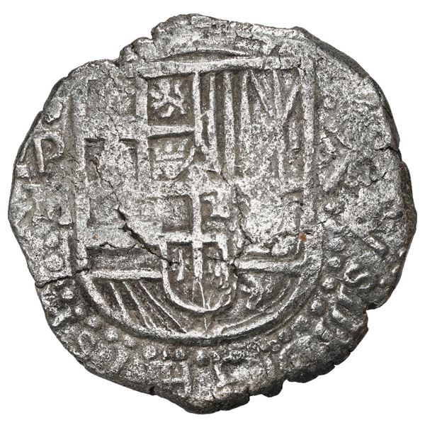 Potosi, Bolivia, cob 8 reales, 1617 M, Grade 1.