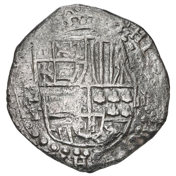 Potosi, Bolivia, cob 8 reales, 1618 T, Grade 1.