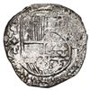 Image 1 : Potosi, Bolivia, cob 8 reales, Philip III, assayer T, upper half of shield and quadrants of cross tr