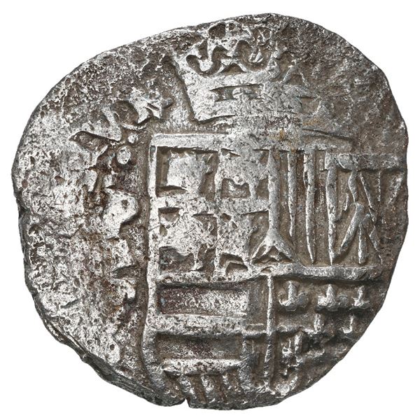 Potosi, Bolivia, cob 8 reales, Philip III, assayer T, Grade 2.