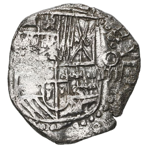 Potosi, Bolivia, cob 4 reales, 1617 (M), Grade 1.