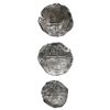 Image 2 : Promotional wooden box containing three Mexico City, Mexico, cob 8 (two) and 4 reales (one), Philip 