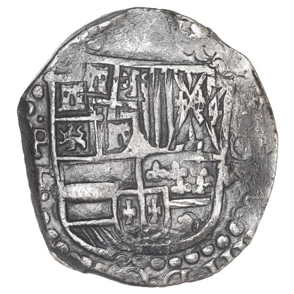 Potosi, Bolivia, cob 8 reales, Philip IV, assayer T (1628-9).