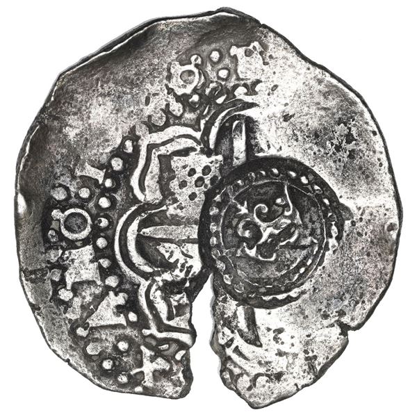 Potosi, Bolivia, cob 8 reales, 1650/49 O, with uncommon crown-alone (Mastalir K1a) countermark on cr