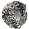 Image 1 : Potosi, Bolivia, cob 8 reales, (1650) O, with crowned-L (Mastalir Lac) countermark on cross, Mastali