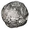 Image 1 : Potosi, Bolivia, cob 8 reales, (1650) O, with uncommon crown-alone (Mastalir K8) countermark on cros