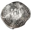 Image 1 : Potosi, Bolivia, cob 8 reales, 1650 O, with crude-arms (Mastalir CL) countermark on cross, very rare