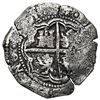 Image 2 : Potosi, Bolivia, cob 8 reales, 1651 E, crowned-F (Mastalir Fa2) countermark on shield.