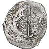 Image 2 : Potosi, Bolivia, cob 8 reales, (1650) O, with uncommon crown-alone (Mastalir K1b) countermark on cro