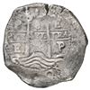 Image 2 : Potosi, Bolivia, cob 8 reales, 1658 E, pomegranate above cross.