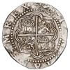 Image 2 : Lima, Peru, cob 4 reales, Philip II, assayer Diego de la Torre, P-4 to left, *-oD to right.
