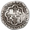 Image 2 : Lima, Peru, cob 2 reales, Philip II, assayer Diego de la Torre, P-ii to left, oD-* to right.
