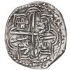Image 2 : Potosi, Bolivia, cob 4 reales, Philip II, assayer B (5th period), border of x's on cross side only.