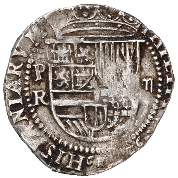 Potosi, Bolivia, cob 2 reales, Philip II, assayer R (Rincon).