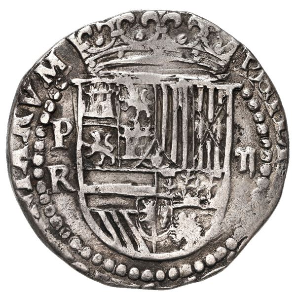 Potosi, Bolivia, cob 2 reales, Philip II, assayer R (Rincon).
