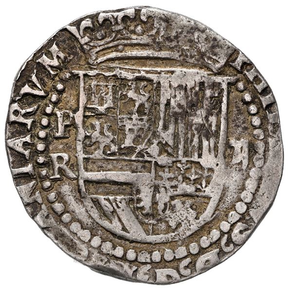 Potosi, Bolivia, cob 2 reales, Philip II, assayer R (Rincon).