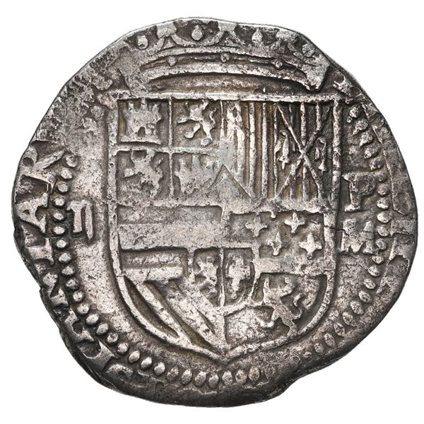 Potosi, Bolivia, cob 2 reales, Philip II, assayer M (large) to right, rare, ex-Atocha Research Colle