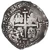 Image 2 : Potosi, Bolivia, cob 8 reales, 1658 E, pomegranate above cross.