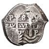 Image 1 : Potosi, Bolivia, cob 8 reales, 1701 Y, Charles II posthumous.