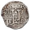 Image 2 : Potosi, Bolivia, cob 4 reales, 1657 E, pomegranate at top on both sides (rare).