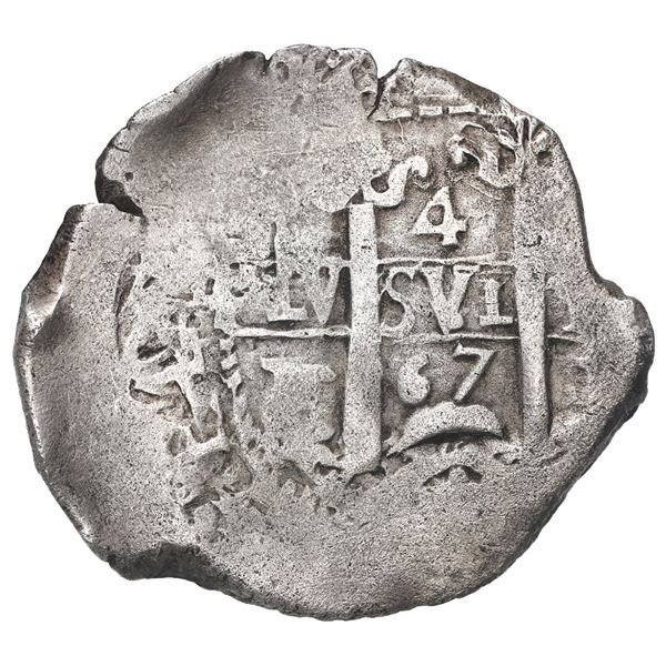 Potosi, Bolivia, cob 4 reales, 1667 E.