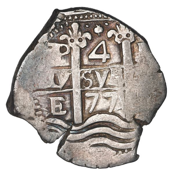 Potosi, Bolivia, cob 4 reales, 1677 E.