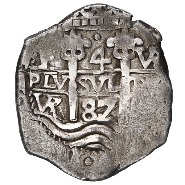 Potosi, Bolivia, cob 4 reales, 1687 VR.