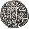 Image 2 : Potosi, Bolivia, cob 2 reales Royal (galano), 1675 E, unique, NGC VF details / holed.