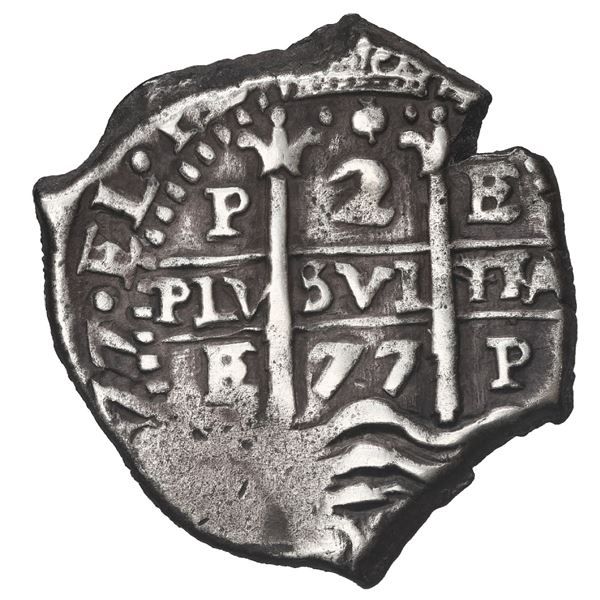Potosi, Bolivia, cob 2 reales, 1677 E.