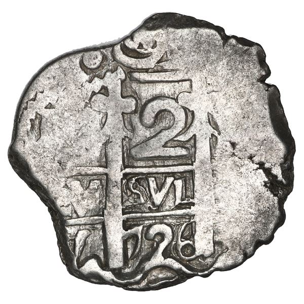 Potosi, Bolivia, cob 2 reales, 1726 Y (Louis I), NGC AU 55, finest known in NGC census.