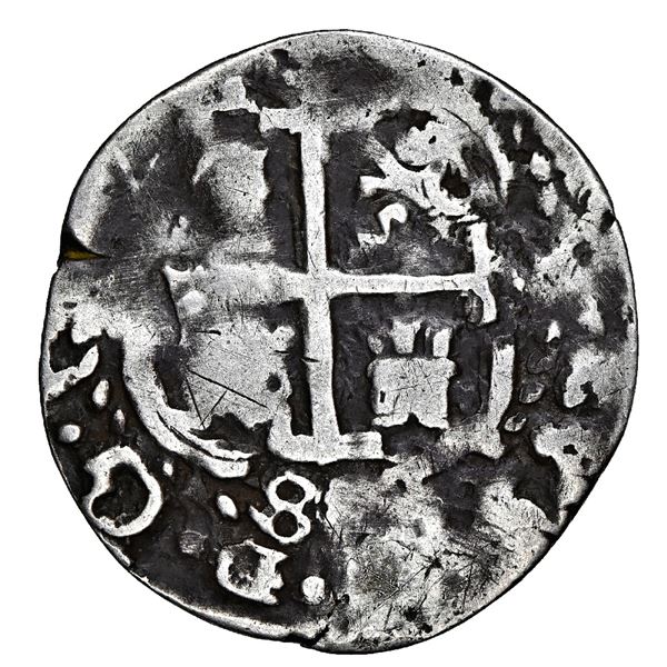 Potosi, Bolivia, cob 1 real Royal (galano), 1684 VR, unique, NGC VF details / plugged.