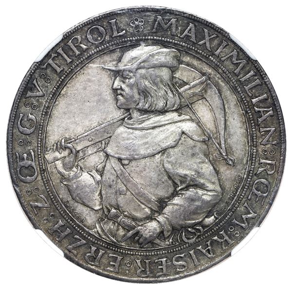 Austria, medallic 2 gulden, dated 1885, Emperor Maximilian, Second Austrian Shooting Festival at Inn