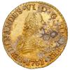 Image 1 : Santiago, Chile, gold bust 8 escudos, Ferdinand VI, 1751J, NGC UNC details / env damage, cleaned, La
