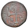 Image 2 : Cartagena, Colombia, copper "imitation cob" 2 reales, fantasy date "800" (ca. 1815), struck over Sta