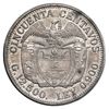 Image 2 : Medellin, Colombia, specimen piefort pattern 50 centavos, 1913, reeded edge, rare, PCGS SP 55, fines