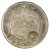 Image 2 : Costa Rica, 50 centavos, lion counterstamp (Type VII, 1889) on a Bogota, Colombia, 50 centavos, 1882