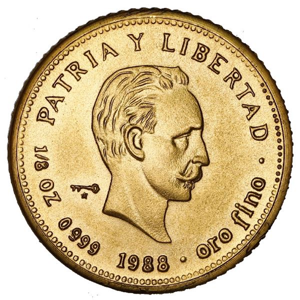 Cuba, gold 15 pesos, 1988, Jose Marti, NGC MS 69 ("top pop").