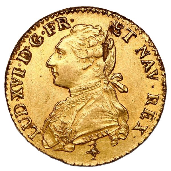 France (Paris mint), gold louis d'or aux lunettes, Louis XVI, 1778-A, NGC UNC details / cleaned.