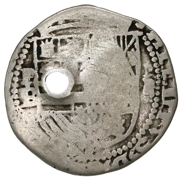 Guatemala, 2 reales "moclon," crown countermark (1662, Perez Longo Type C) on cross side of a Potosi