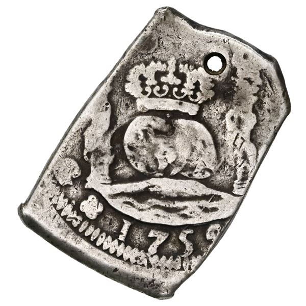 Guatemala, cob 8 reales, 1752 (J).