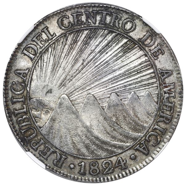 Guatemala (Central American Republic), 8 reales, 1824 M, NGC AU 53.