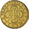 Image 2 : Seville, Spain, gold milled 8 escudos, Philip V, 1701 M, 8-S-8-M outside tressure, flowers flanking 