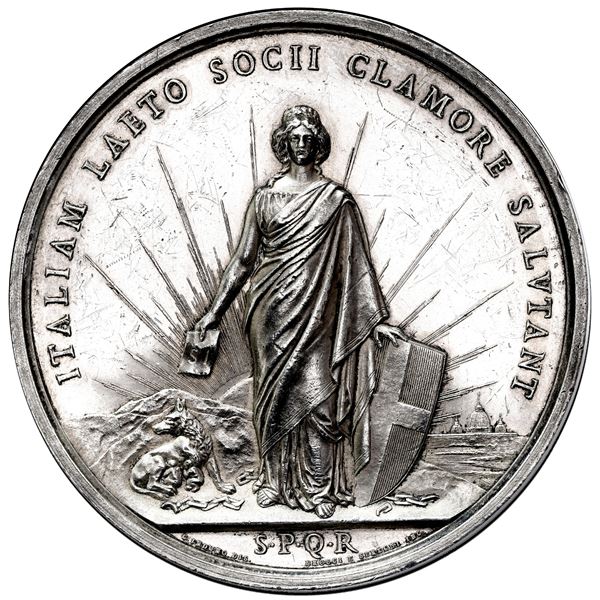 Milan, Italy (Kingdom), large silver medal, 1870, commemorating the annexation of Rome and Lazio to