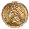 Image 1 : USA (Philadelphia mint), gold $1 Indian princess (Type III), 1862, PCGS MS62 with green CAC sticker.