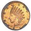 Image 1 : USA, California fractional gold token, dated 1853, Indian, wreath #1, 12 stars, round, NGC MS 64, fi