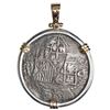 Image 2 : Potosi, Bolivia, cob 8 reales, Philip III, assayer Q, Grade 2, ex-Atocha (1622), mounted cross-side