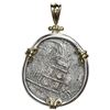 Image 2 : Potosi, Bolivia, cob 4 reales, Philip III, assayer Q, Grade 2, ex-Atocha (1622), mounted cross-side 